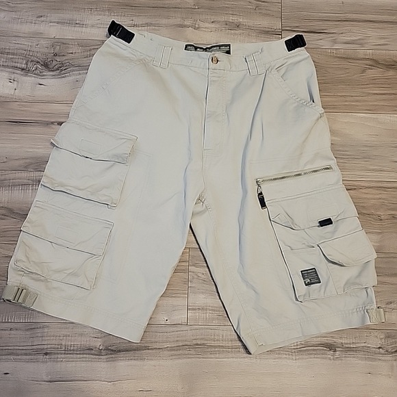 PACO Jeans Cargo Shorts Mens 36 Beige Military Style Baggy Y2K Loose Hip Hop VGT - Picture 3 of 16